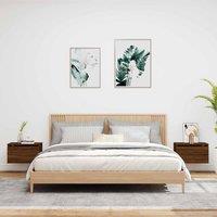 Berkfield Home Durable Wall-mounted Bedside Cabinets with LED Lights 2 pcs Brown Oak