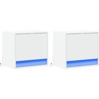Berkfield Home Durable Wall-mounted Bedside Cabinets with LED Lights 2 pcs White