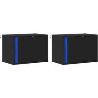 Berkfield Home Durable Wall-mounted Bedside Cabinets with LED Lights 2 pcs Black