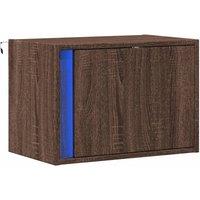 Berkfield Home Durable Wall-mounted Bedside Cabinet with LED Lights Brown Oak