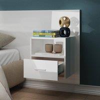 Berkfield Home Spacious Wall-mounted Bedside Cabinet High Gloss White