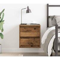 Berkfield Home Durable Wall-mounted Bedside Cabinet Old Wood 38x34x40 cm in Brown | Size: 38 x 34 x 40 cm