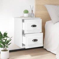 Berkfield Home Elegant Wall-mounted Bedside Cabinet High Gloss White 41.5x36x53cm | Size: 41.5x36x53 cm