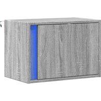 Berkfield Home Durable Wall-mounted Bedside Cabinet with LED Lights Grey Sonoma