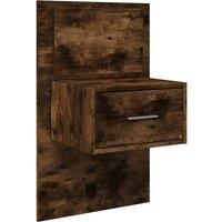 Berkfield Home Decorative Wall-mounted Bedside Cabinet with LED Lights Smoked Oak in Brown