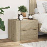 Berkfield Home Decorative Wall-mounted Bedside Cabinet Sonoma Oak 45x30x35 cm in Tan | Size: 45 x 30 x 35 cm