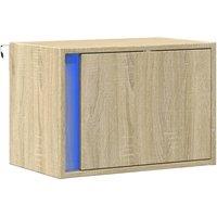 Berkfield Home Durable Wall-mounted Bedside Cabinet with LED Lights Sonoma Oak in Light Brown