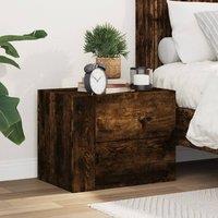 Berkfield Home Decorative Wall-mounted Bedside Cabinet Smoked Oak 45x30x35 cm in Brown | Size: 45 x 30 x 35 cm