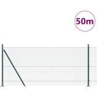 Berkfield Home Green Welded Wire Fence with 13 Flanged Posts Green 0.8x50 m Steel