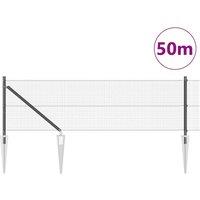 Berkfield Home Modern Welded Wire Fence with 13 Spike Posts Grey 0.5x50 m Steel in Dark Grey