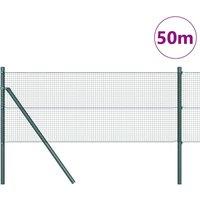 Berkfield Home Green Welded Wire Fence with 13 Posts Green 0.5x50 m Steel