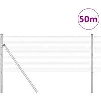 Berkfield Home Modern Welded Wire Fence with 13 Posts 0.5x50 m Galvanised Steel in Silver