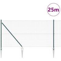 Berkfield Home Green Welded Wire Fence with 13 Spike Posts Green 1.2x25 m Steel