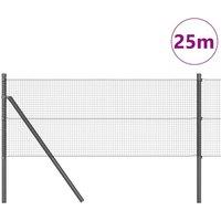 Berkfield Home Modern Welded Wire Fence with 13 Posts Grey 0.4x25 m Steel