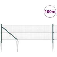Berkfield Home Modern Welded Wire Fence with 13 Spike Posts Green 0.6x100 m Steel