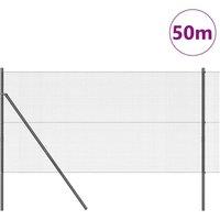 Berkfield Home Modern Welded Wire Fence with 13 Posts Grey 1x50 m Steel