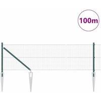 Berkfield Home Full Welded Wire Fence with 13 Spike Posts Green 0.6x100 m Steel