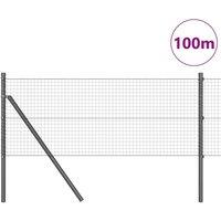 Berkfield Home Elegant Welded Wire Fence with 13 Posts Grey 0.5x100 m Steel