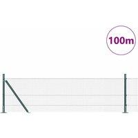 Berkfield Home Green Welded Wire Fence with 13 Flanged Posts Green 0.4x100 m Steel