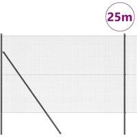 Berkfield Home Modern Welded Wire Fence with 13 Posts Grey 1.6x25 m Steel