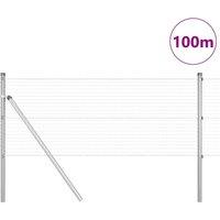 Berkfield Home Durable Welded Wire Fence with 13 Posts 0.4x100 m Galvanised Steel in Silver
