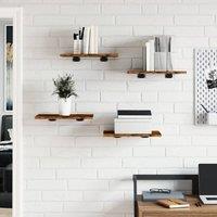 Berkfield Home Durable Wall Shelves 4 pcs Smoked Oak 40x30x1.5 cm Engineered Wood in Brown