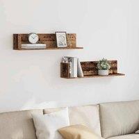 Berkfield Home Decorative Wall Shelves 2 pcs Old Wood 75x16.5x16.5 cm Engineered Wood in Brown