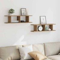 Berkfield Home Durable Wall Shelves 2 pcs Artisan Oak 75x18x20 cm Engineered Wood in Brown | Size: 75 x 18 x 20 cm