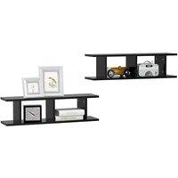 Berkfield Home Sturdy Wall Shelves 2 pcs Black 75x18x20 cm Engineered Wood | Size: 75 x 18 x 20 cm