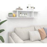 Berkfield Home Modern Wall-Mounted TV Shelf White 125x18x23 cm Engineered Wood | Size: 125 x 18 x 23 cm