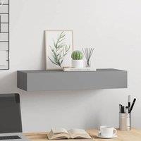 Berkfield Home Elegant Wall-mounted Drawer Shelf Grey 60x23.5x10cm MDF | Size: 60x23.5x10 cm