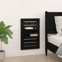 Berkfield Home Beautiful Wall-mounted Bedside Shelves 2 pcs Black Solid Wood Pine