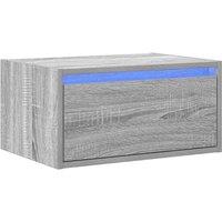 Berkfield Home Durable Wall-mounted Bedside Cabinet with LED Lights Grey Sonoma