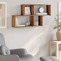 Berkfield Home Decorative Wall Shelf Old Wood 100x18x53 cm Engineered Wood in Brown | Size: 100 x 18 x 53 cm