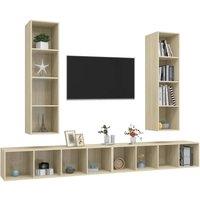 Berkfield Home Practical Wall-mounted TV Cabinets 4 pcs Sonoma Oak Engineered Wood in Light Oak