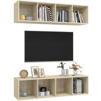 Berkfield Home Practical Wall-mounted TV Cabinets 2 pcs Sonoma Oak Engineered Wood in Light Brown