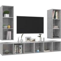 Berkfield Home Practical Wall-mounted TV Cabinets 4 pcs Concrete Grey Engineered Wood