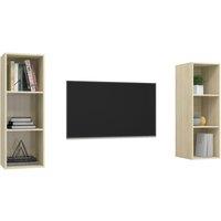 Berkfield Home Practical Wall-mounted TV Cabinets 2 pcs Sonoma Oak Engineered Wood in Light Tan