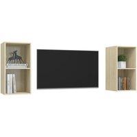 Berkfield Home Practical Wall-mounted TV Cabinets 2 pcs Sonoma Oak Engineered Wood in Light Tan