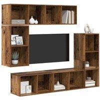 Berkfield Home Modern Wall-mounted with Storage 4 pcs Old wood Engineered wood in Brown