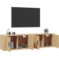 Berkfield Home Classic Wall-mounted TV Cabinets 2 pcs Sonoma Oak 80x34.5x40 cm in Light Tan