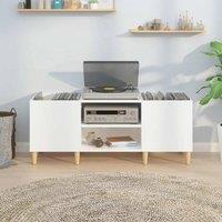 Berkfield Home Record Cabinet High Gloss White 121x38x48 cm Engineered Wood | Size: 121 x 38 x 48 cm
