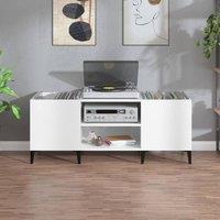 Berkfield Home Record Cabinet High Gloss White 121x38x48 cm Engineered Wood | Size: 121 x 38 x 48 cm