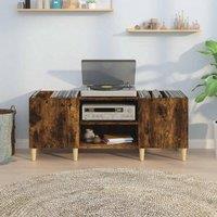 Berkfield Home Record Cabinet Smoked Oak 121x38x48 cm Engineered Wood in Brown | Size: 121 x 38 x 48 cm