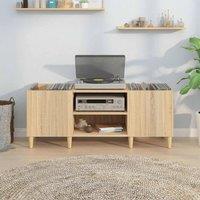 Berkfield Home Record Cabinet Sonoma Oak 121x38x48 cm Engineered Wood in Light Brown | Size: 121 x 38 x 48 cm