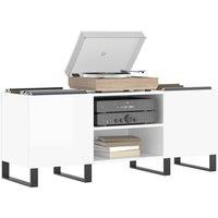 Berkfield Home Record Cabinet High Gloss White 121x38x48 cm Engineered Wood | Size: 121 x 38 x 48 cm
