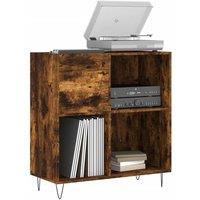Berkfield Home Record Cabinet Smoked Oak 84.5x38x89 cm Engineered Wood in Brown