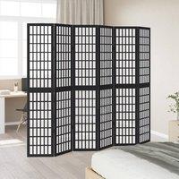 Berkfield Home Room Divider 6 Panels Black Solid Wood Paulownia