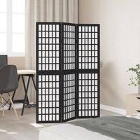 Berkfield Home Room Divider 3 Panels Black Solid Wood Paulownia