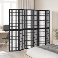 Berkfield Home Room Divider 6 Panels Black Solid Wood Paulownia